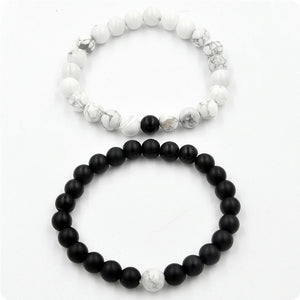 2 Pcs/Set Black White Couple Distance Bracelet Charms Yoga Meditation Braclet For Men Women Lovers Best Friend Jewelry Gift