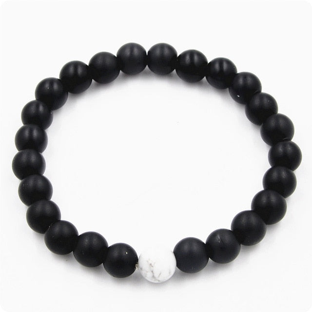 2 Pcs/Set Black White Couple Distance Bracelet Charms Yoga Meditation Braclet For Men Women Lovers Best Friend Jewelry Gift