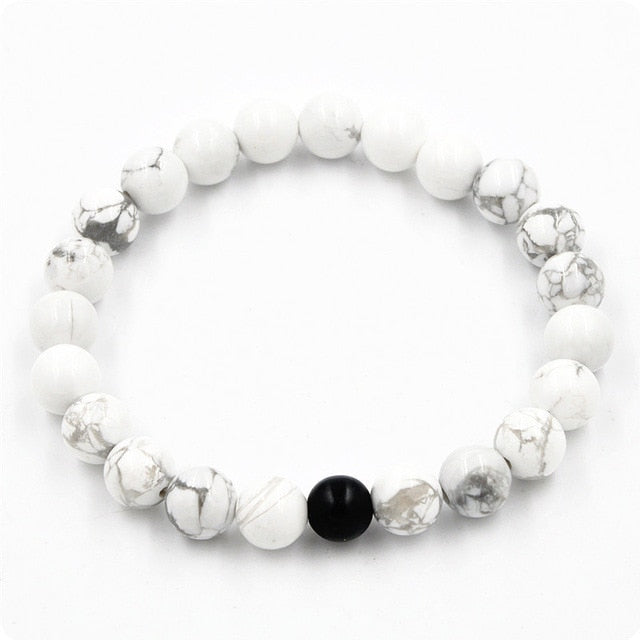 2 Pcs/Set Black White Couple Distance Bracelet Charms Yoga Meditation Braclet For Men Women Lovers Best Friend Jewelry Gift