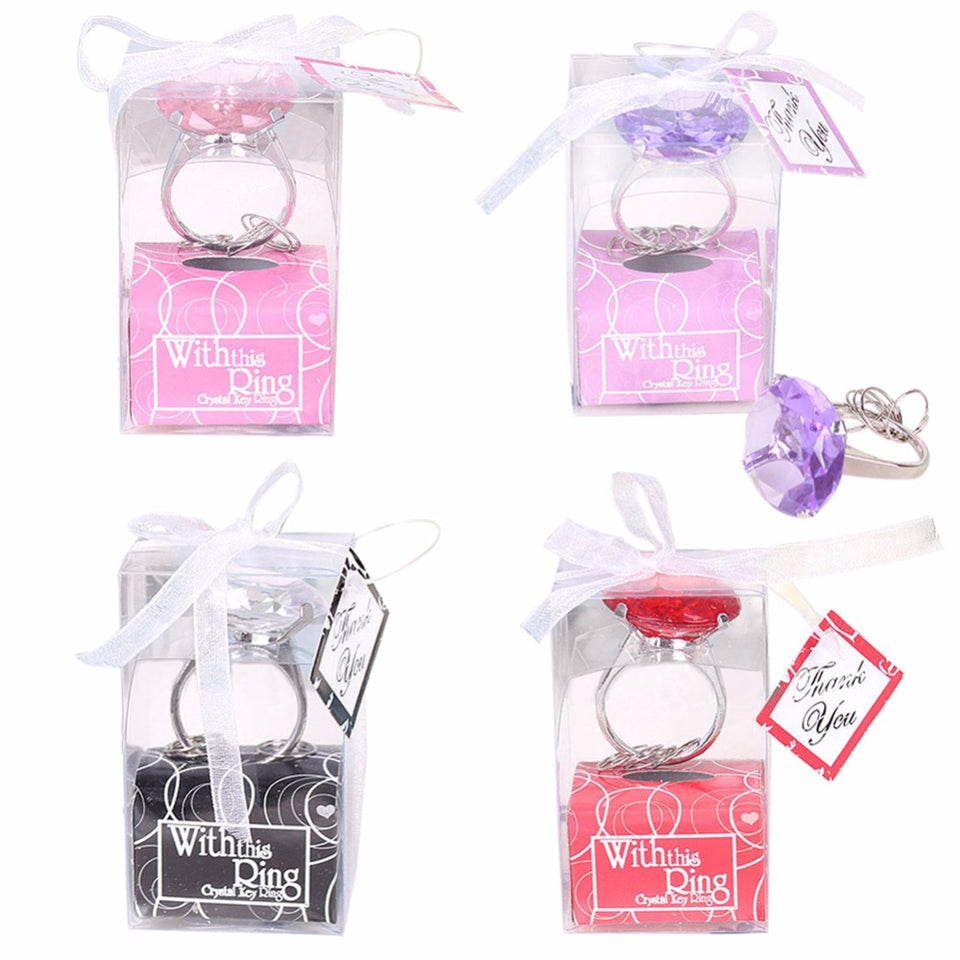 1Pc Diamond Crystal Keychain Wedding Favors And Gifts for Wedding Engagement Crystal Key Ring Christmas Party Gifts
