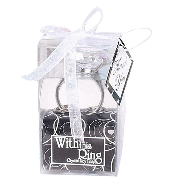 1Pc Diamond Crystal Keychain Wedding Favors And Gifts for Wedding Engagement Crystal Key Ring Christmas Party Gifts
