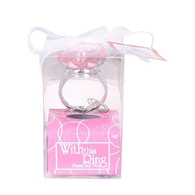 1Pc Diamond Crystal Keychain Wedding Favors And Gifts for Wedding Engagement Crystal Key Ring Christmas Party Gifts
