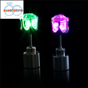 SUSENSTONE Earrings LED 1 Pair Of Personalized Fashion Dance Party Lights Flashing LED Ear Earring Bright Stud Earrings