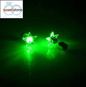 SUSENSTONE Earrings LED 1 Pair Of Personalized Fashion Dance Party Lights Flashing LED Ear Earring Bright Stud Earrings