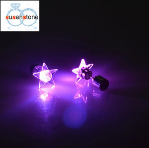 SUSENSTONE Earrings LED 1 Pair Of Personalized Fashion Dance Party Lights Flashing LED Ear Earring Bright Stud Earrings