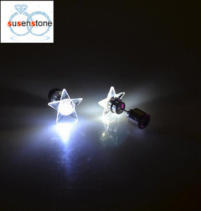 SUSENSTONE Earrings LED 1 Pair Of Personalized Fashion Dance Party Lights Flashing LED Ear Earring Bright Stud Earrings