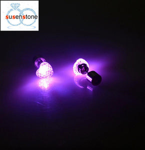 SUSENSTONE Earrings LED 1 Pair Of Personalized Fashion Dance Party Lights Flashing LED Ear Earring Bright Stud Earrings