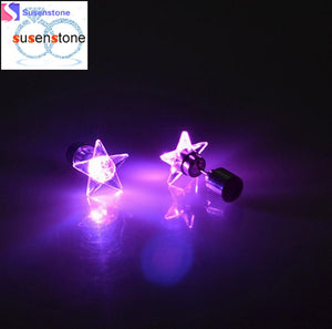 SUSENSTONE Earrings LED 1 Pair Of Personalized Fashion Dance Party Lights Flashing LED Ear Earring Bright Stud Earrings