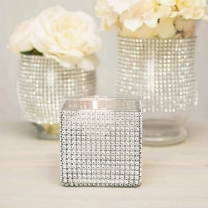 1 yard/90cm Bling Diamond mesh Wrap ribbon silver Rhinestone Mesh Roll Tape Tulle Crystal Ribbon cake wedding decoration