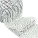 1 yard/90cm Bling Diamond mesh Wrap ribbon silver Rhinestone Mesh Roll Tape Tulle Crystal Ribbon cake wedding decoration