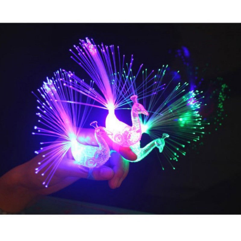 Peacock Finger Light Colorful LED Ring Party Gadgets Children's Educational Toys For Birthday Party Glowing Toys